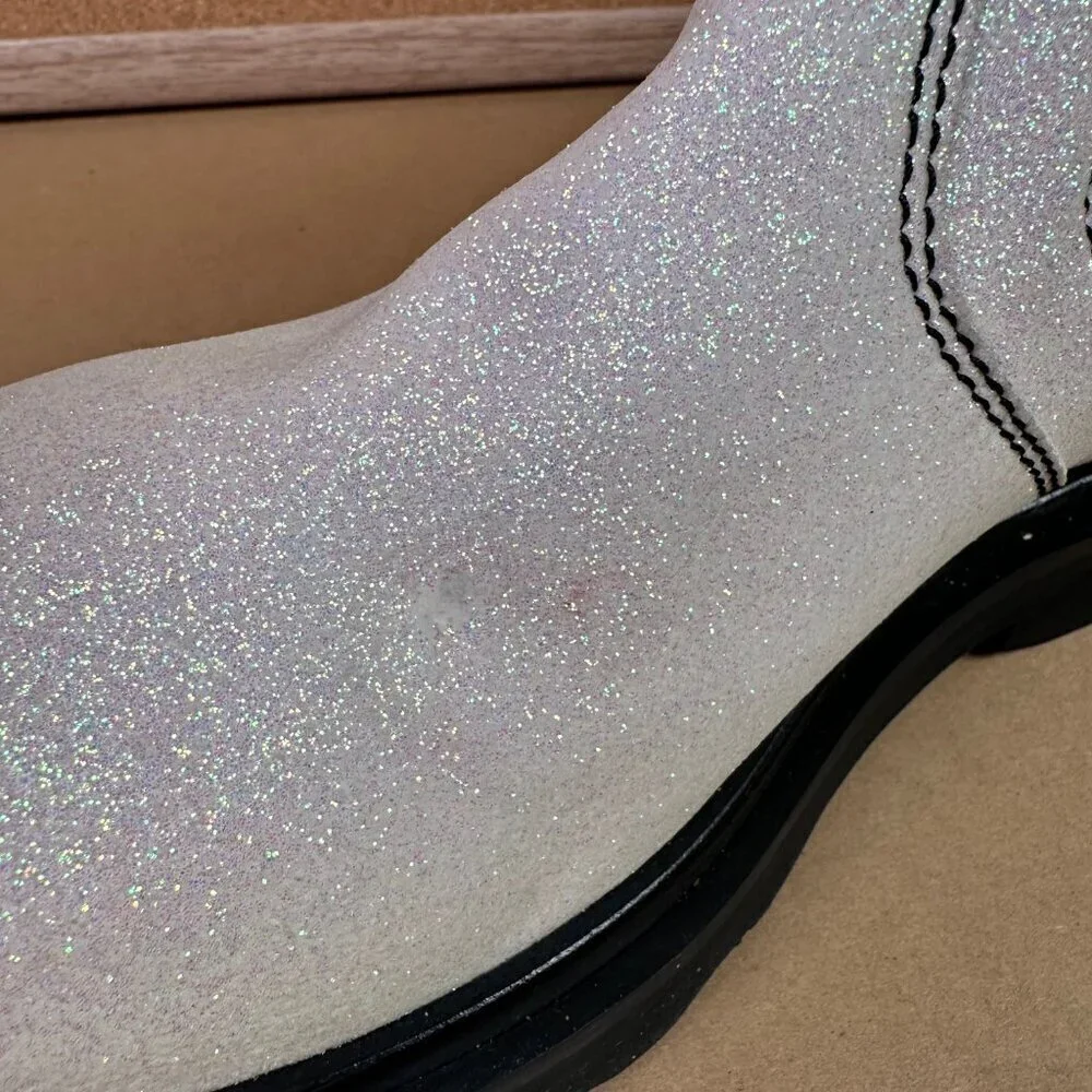 Marni White Glitter Sparkle Chelsea Pull On Boots EU 40 / US Womens 10